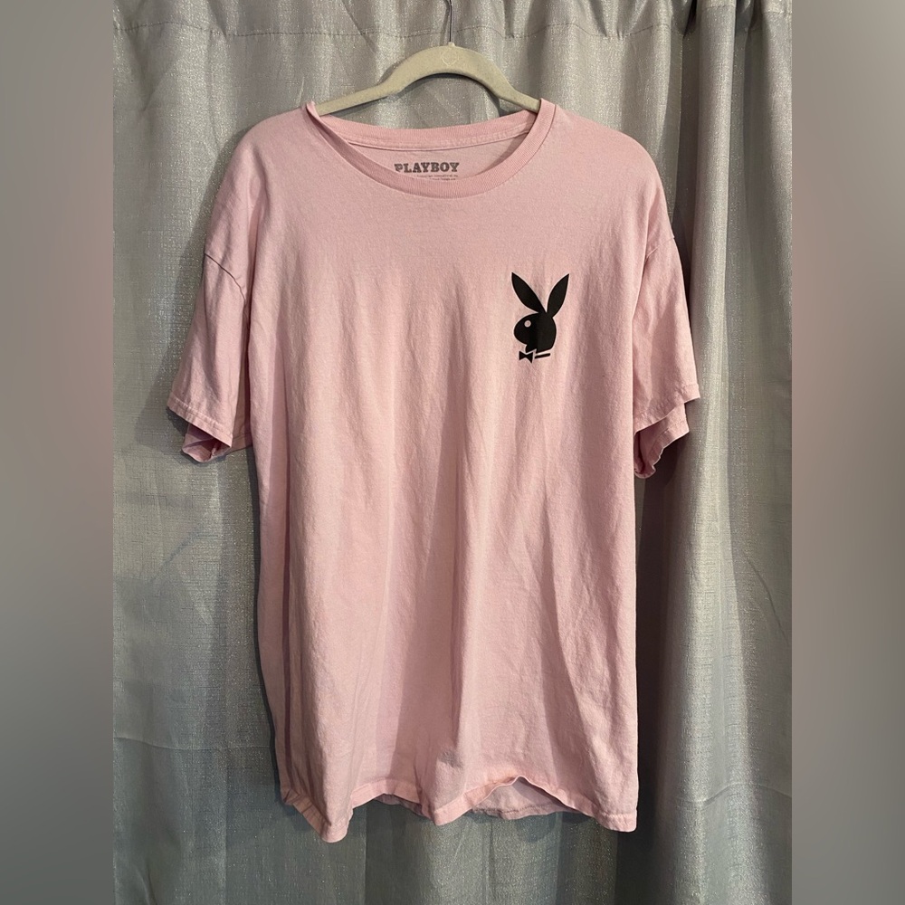 2023 PLAYBOY adults Light Pink Tee with Black Logo